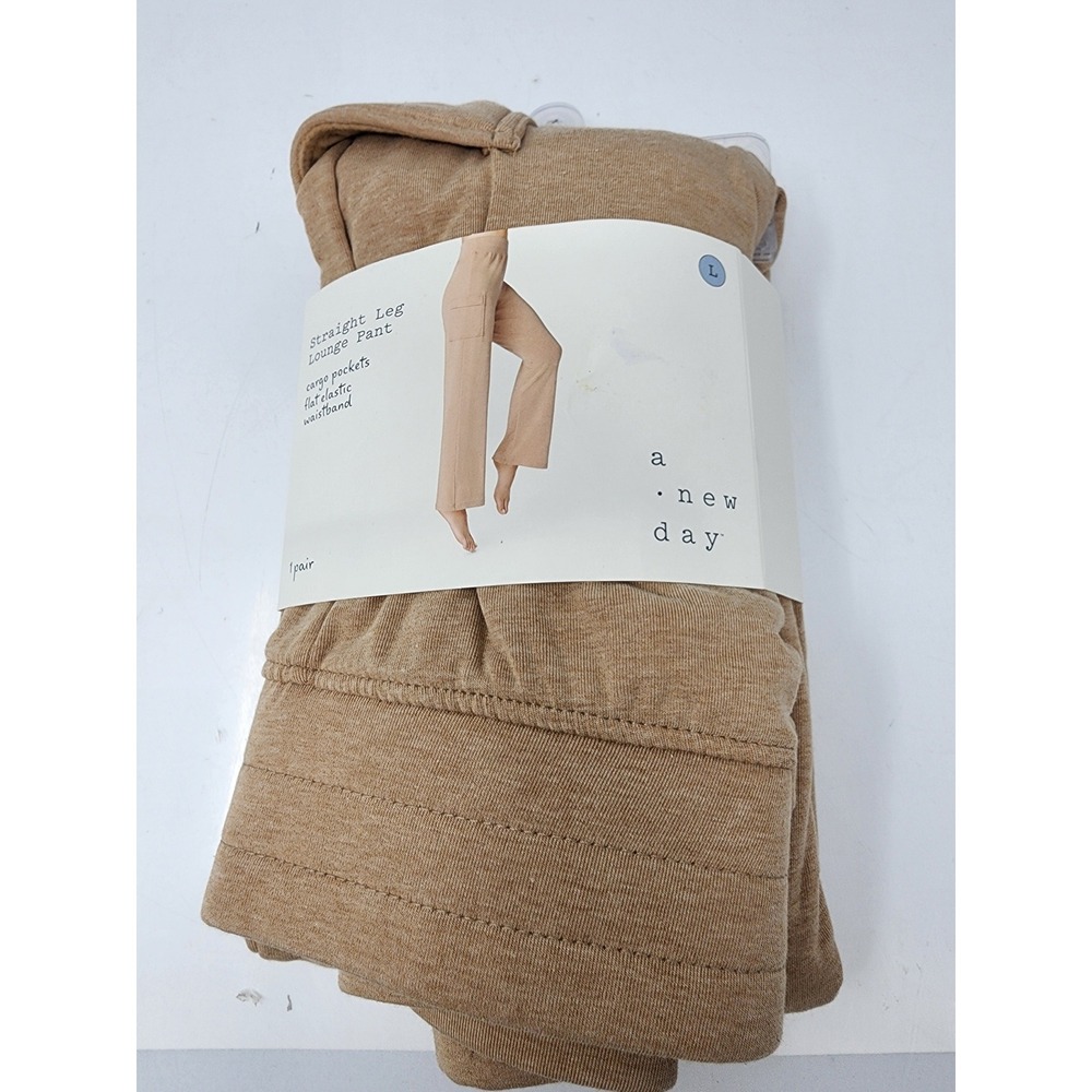 A New Day Womens Straight Leg Lounge Pants Brown Rayon‎ Blend Casual Size Large